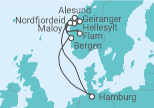 Reiseroute der Kreuzfahrt  Norwegen - Costa Kreuzfahrten