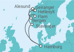 Reiseroute der Kreuzfahrt  Norwegens Schätze - Costa Kreuzfahrten