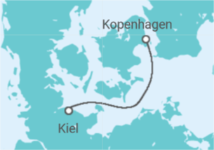 Reiseroute der Kreuzfahrt  2 Nächte - Kurzreise Kopenhagen - ab/bis Kiel - Mein Schiff