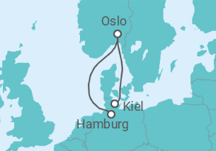 Reiseroute der Kreuzfahrt  4 Tage - Kurzreise Oslo - ab Hamburg /bis Kiel - Mein Schiff