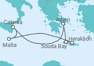 Reiseroute der Kreuzfahrt  7 Nächte - Inselwelt zum Verlieben - ab/bis Heraklion - Mein Schiff