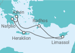 Reiseroute der Kreuzfahrt  7 Nächte - Zauberhafte Inseln - ab/bis Heraklion - Mein Schiff