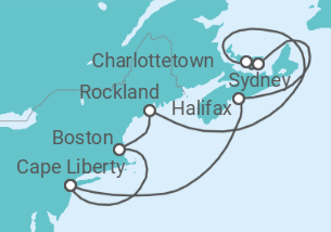 Reiseroute der Kreuzfahrt  11 Nächte - Neuengland und Kanada - ab/bis Bayonne - mit Flug - Mein Schiff