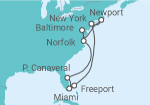 Reiseroute der Kreuzfahrt  Florida, Maryland & Bahamas ab New York - AIDA