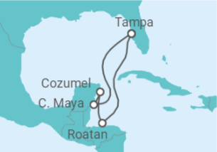 Reiseroute der Kreuzfahrt  Mexiko, Honduras - Royal Caribbean