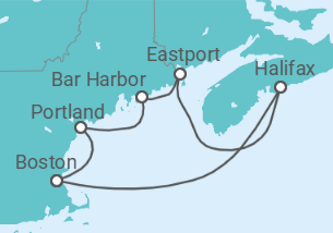 Reiseroute der Kreuzfahrt  Neuengland & Kanada Kreuzfahrt ab Boston - NCL Norwegian Cruise Line