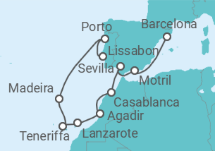 Reiseroute der Kreuzfahrt  Kanaren - NCL Norwegian Cruise Line