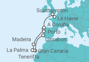 Reiseroute der Kreuzfahrt  Kanaren - NCL Norwegian Cruise Line