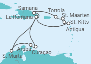 Reiseroute der Kreuzfahrt  Karibische Inseln ab Dominikanische Republik 2 - AIDA