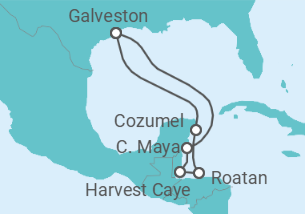 Reiseroute der Kreuzfahrt  Mexiko, Honduras - NCL Norwegian Cruise Line