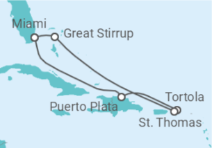 Reiseroute der Kreuzfahrt  Britische Jungferninseln, Amerikanische Jungferninseln - NCL Norwegian Cruise Line