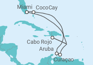 Reiseroute der Kreuzfahrt  Curaçao, Aruba - Royal Caribbean