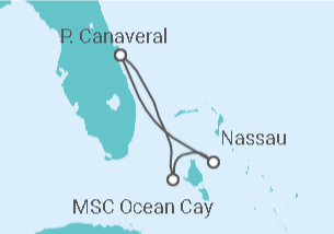 Reiseroute der Kreuzfahrt  Bahamas Alles Inklusive - MSC Cruises