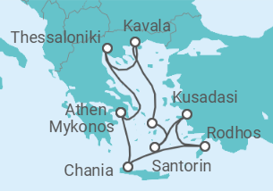 Reiseroute der Kreuzfahrt  Griechenland, Türkei - Celebrity Cruises