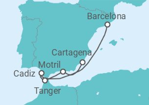 Reiseroute der Kreuzfahrt  A Journey through Iberian Soul & Moorish Echoes - Explora Journeys
