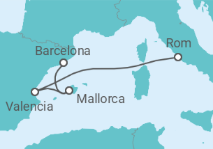 Reiseroute der Kreuzfahrt  A Journey of Living Culture & Southern European Style - Explora Journeys