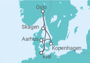 Reiseroute der Kreuzfahrt  Skandinavische Highlights ab Kiel - mit Flug - AIDA