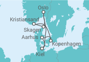 Reiseroute der Kreuzfahrt  Skandinavische Highlights ab Kiel - AIDA