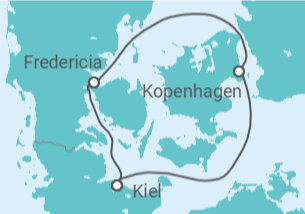 Reiseroute der Kreuzfahrt  Dänemark - mit Flug - AIDA