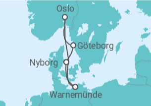 Reiseroute der Kreuzfahrt  Kurzreise nach Skandinavien ab Warnemünde - AIDA