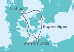 Reiseroute der Kreuzfahrt  Kurzreise nach Dänemark ab Warnemünde - mit Flug - AIDA