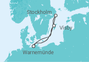 Reiseroute der Kreuzfahrt  Kurzreise nach Stockholm & Gotland ab Warnemünde - mit Flug - AIDA
