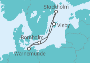 Reiseroute der Kreuzfahrt  Kurzreise nach Schweden ab Warnemünde - AIDA