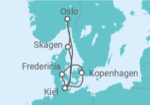 Reiseroute der Kreuzfahrt  Skandinavien mit Oslo ab Kiel - mit Flug - AIDA