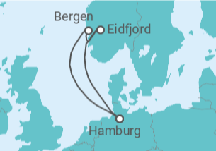 Reiseroute der Kreuzfahrt  Kurzreise nach Norwegen ab Hamburg - mit Flug - AIDA