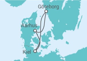 Reiseroute der Kreuzfahrt  Minikreuzfahrt nach Dänemark & Schweden ab Kiel - AIDA