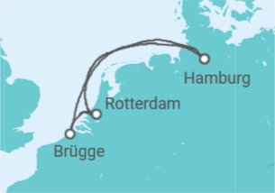 Reiseroute der Kreuzfahrt  Kurzreise nach Belgien & Niederlande ab Hamburg - mit Flug - AIDA