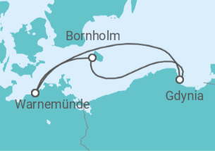 Reiseroute der Kreuzfahrt  Polen, Dänemark - mit Flug - AIDA