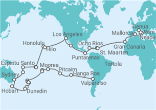 Reiseroute der Kreuzfahrt  Weltreise - MSC Cruises
