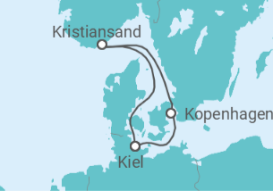 Reiseroute der Kreuzfahrt  Kurzreise Dänemark - AIDA