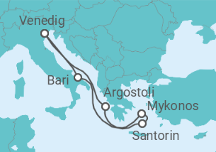 Reiseroute der Kreuzfahrt  Italien, Griechenland Alles Inklusive - Costa Kreuzfahrten