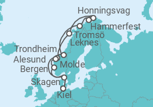 Reiseroute der Kreuzfahrt  Norwegen - mit Flug - AIDA