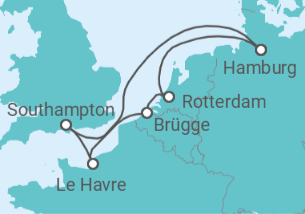 Reiseroute der Kreuzfahrt  Vereinigtes Königreich, Frankreich, Belgien, Niederlande Alles Inklusive - MSC Cruises