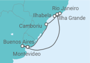 Reiseroute der Kreuzfahrt  Brasilien, Argentinien, Uruguay Alles Inklusive - Costa Kreuzfahrten