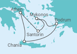 Reiseroute der Kreuzfahrt  Griechenland, Türkei - Virgin Voyages