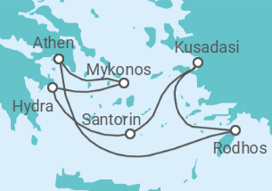 Reiseroute der Kreuzfahrt  Griechenland, Türkei Alles Inklusive - Celebrity Cruises