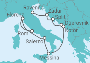 Reiseroute der Kreuzfahrt  Italien, Montenegro, Kroatien Alles Inklusive - Celebrity Cruises
