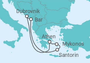 Reiseroute der Kreuzfahrt  Kroatien, Griechenland Alles Inklusive - Celebrity Cruises