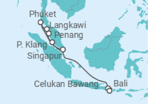 Reiseroute der Kreuzfahrt  Thailand, Malaysia, Indonesien Alles Inklusive - Celebrity Cruises