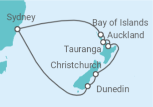 Reiseroute der Kreuzfahrt  Neuseeland Alles Inklusive - Celebrity Cruises