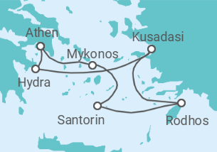Reiseroute der Kreuzfahrt  Griechenland, Türkei Alles Inklusive - Celebrity Cruises