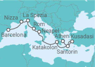 Reiseroute der Kreuzfahrt  Frankreich, Italien, Griechenland, Türkei Alles Inklusive - Celebrity Cruises