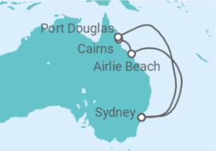 Reiseroute der Kreuzfahrt  Australien Alles Inklusive - Celebrity Cruises