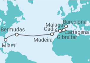 Reiseroute der Kreuzfahrt  Spanien, Gibraltar, Portugal, Bermudas Alles Inklusive - Celebrity Cruises