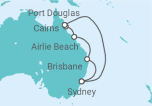 Reiseroute der Kreuzfahrt  Australien Alles Inklusive - Celebrity Cruises