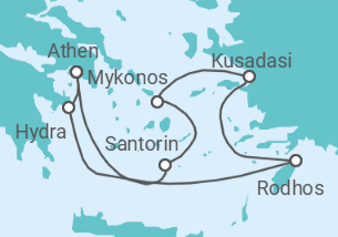 Reiseroute der Kreuzfahrt  Griechenland, Türkei Alles Inklusive - Celebrity Cruises